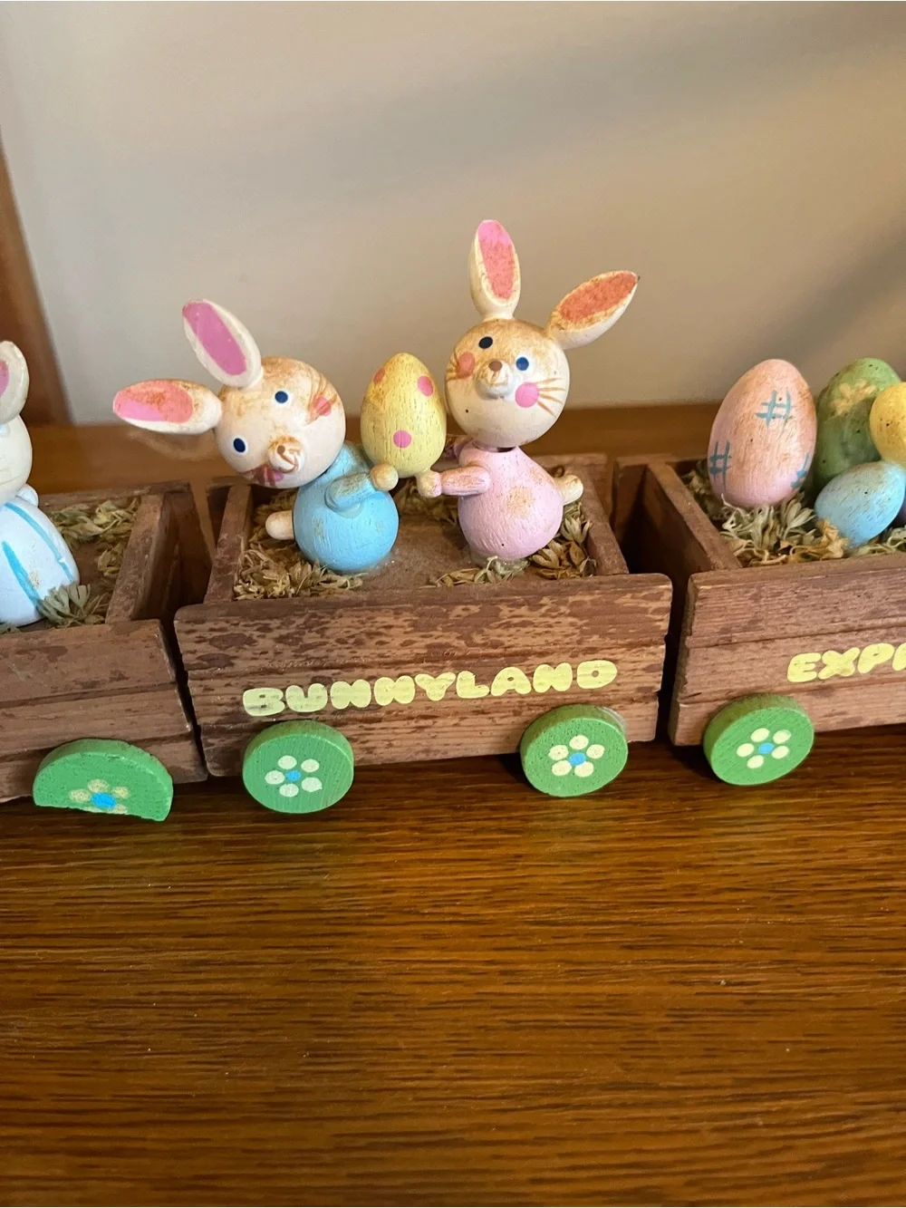 Vintage Wooden Easter Bunny Train